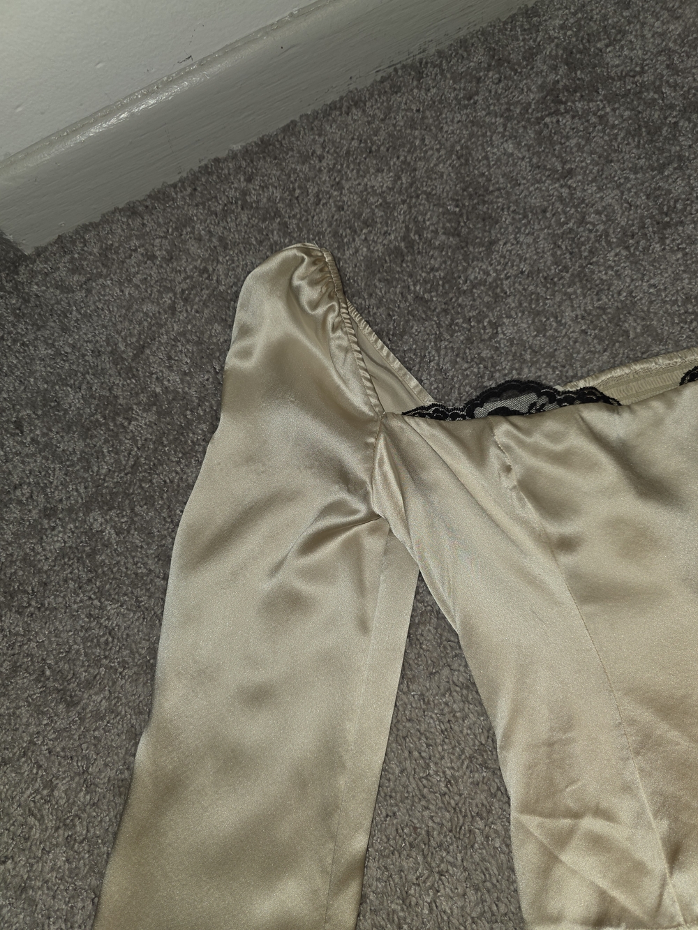 Reformation Cream Silk Blouse with Contrast Lace Trim - Picture 11 of 16